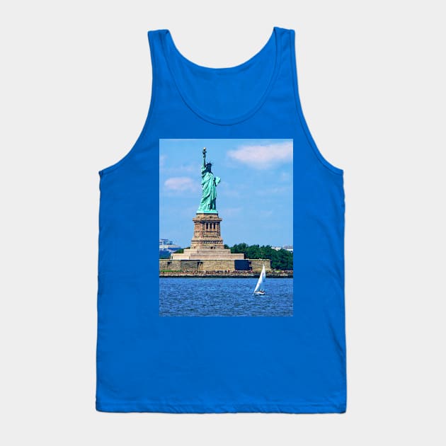 Manhattan NY - Sailboat By Statue Of Liberty Tank Top by SusanSavad